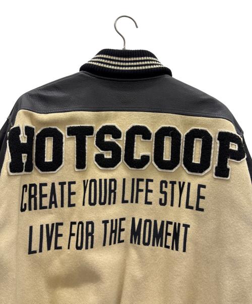 HOT SCOOP（ホットスクープ）HOT SCOOP (ホットスクープ) レザー切替スタジャン ベージュ×ブラック サイズ:Freeの古着・服飾アイテム