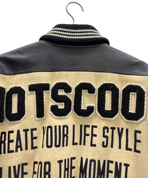 HOT SCOOP（ホットスクープ）HOT SCOOP (ホットスクープ) レザー切替スタジャン ベージュ×ブラック サイズ:Freeの古着・服飾アイテム