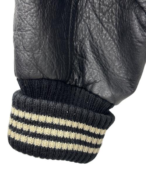 HOT SCOOP（ホットスクープ）HOT SCOOP (ホットスクープ) レザー切替スタジャン ベージュ×ブラック サイズ:Freeの古着・服飾アイテム