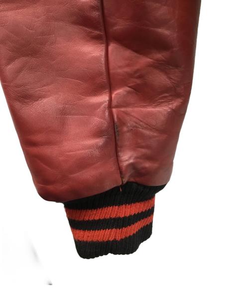 BRAVES（アトランタ・ブレーブス）BRAVES (アトランタ・ブレーブス) レザー切替スタジャン ブラック×レッド サイズ:XXLの古着・服飾アイテム