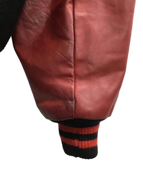 BRAVES（アトランタ・ブレーブス）BRAVES (アトランタ・ブレーブス) レザー切替スタジャン ブラック×レッド サイズ:XXLの古着・服飾アイテム