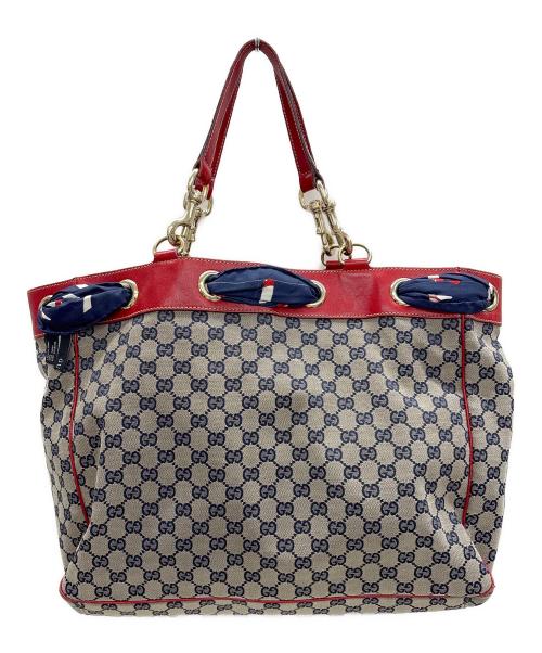 GUCCI（グッチ）GUCCI (グッチ) トートバッグ レッド×ベージュの古着・服飾アイテム