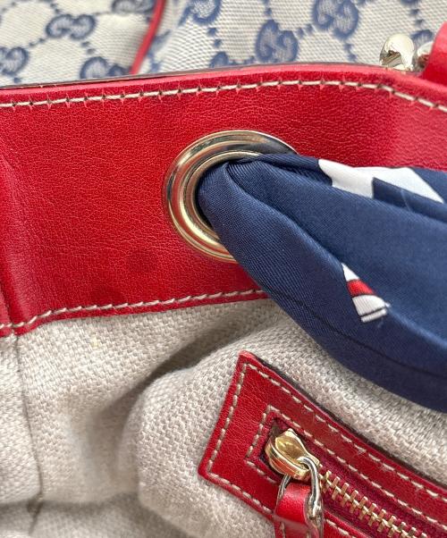 GUCCI（グッチ）GUCCI (グッチ) トートバッグ レッド×ベージュの古着・服飾アイテム