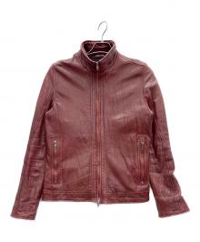 Liugoo Leathers（リューグーレザーズ）の古着「ラムレザーライダースジャケット」｜レッド