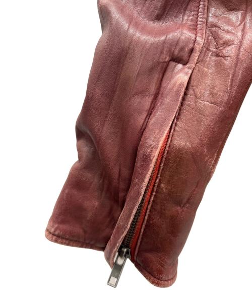 Liugoo Leathers（リューグーレザーズ）Liugoo Leathers (リューグーレザーズ) ラムレザーライダースジャケット レッド サイズ:Mの古着・服飾アイテム