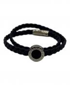 BVLGARIブルガリ）の古着「レザーブレスレッド」｜ネイビー