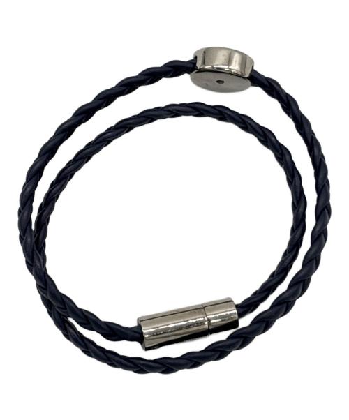 BVLGARI（ブルガリ）BVLGARI (ブルガリ) レザーブレスレッド ネイビーの古着・服飾アイテム