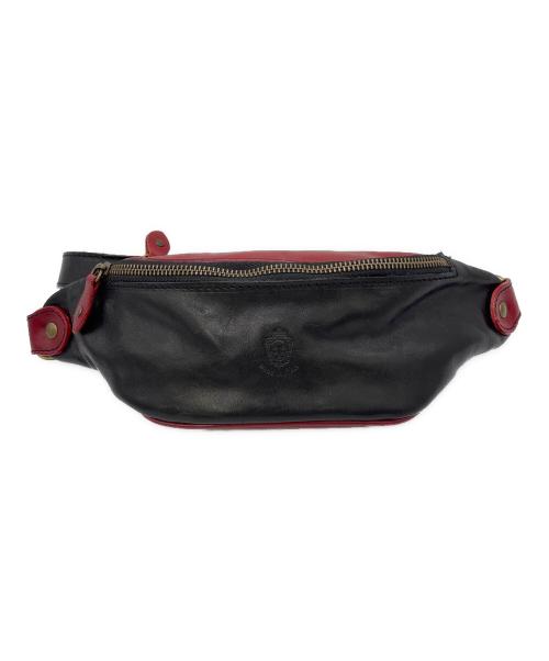i medici（イ メディチ）I MEDICI (イ メディチ) レザーボディバッグ ブラック×レッドの古着・服飾アイテム