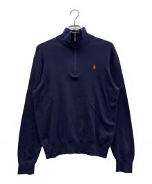 POLO RALPH LAUREN（ポロ・ラルフローレン）の古着「ハーフジップ刺繍スウェット」｜ネイビー
