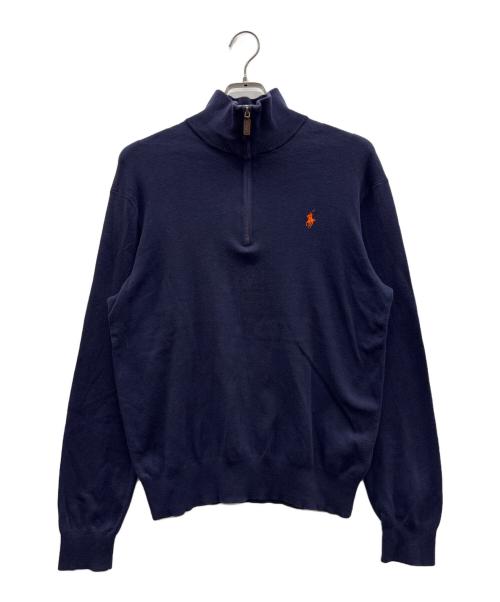 POLO RALPH LAUREN（ポロ・ラルフローレン）POLO RALPH LAUREN (ポロ・ラルフローレン) ハーフジップ刺繍スウェット ネイビー サイズ:Mの古着・服飾アイテム