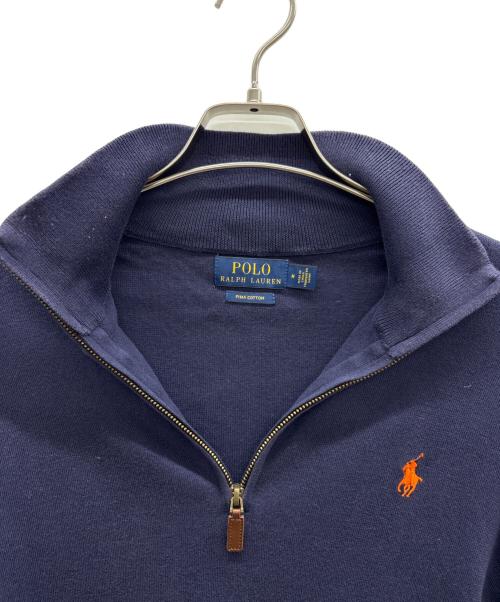 POLO RALPH LAUREN（ポロ・ラルフローレン）POLO RALPH LAUREN (ポロ・ラルフローレン) ハーフジップ刺繍スウェット ネイビー サイズ:Mの古着・服飾アイテム