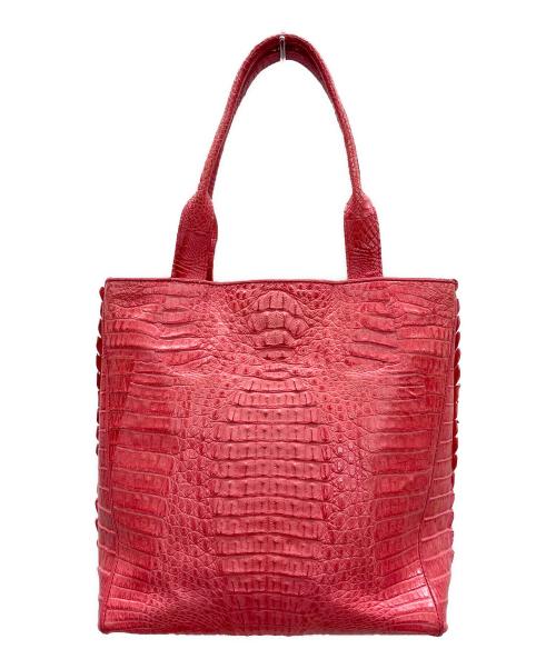 LONGEVITE（ロンジェビテ）LONGEVITE (ロンジェビテ) クロコハンドバッグ レッドの古着・服飾アイテム