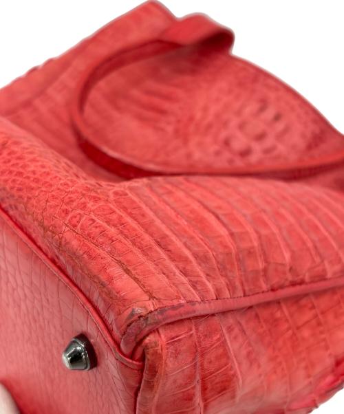 LONGEVITE（ロンジェビテ）LONGEVITE (ロンジェビテ) クロコハンドバッグ レッドの古着・服飾アイテム