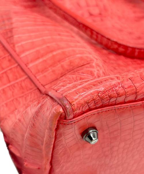 LONGEVITE（ロンジェビテ）LONGEVITE (ロンジェビテ) クロコハンドバッグ レッドの古着・服飾アイテム