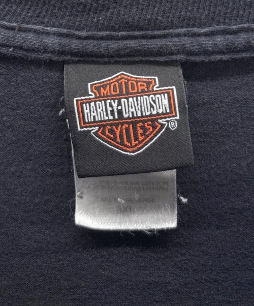 HARLEY-DAVIDSON（ハーレーダビッドソン）HARLEY-DAVIDSON (ハーレーダビッドソン) ロングスリーブカットソー ブラック×オレンジ サイズ:3XLの古着・服飾アイテム
