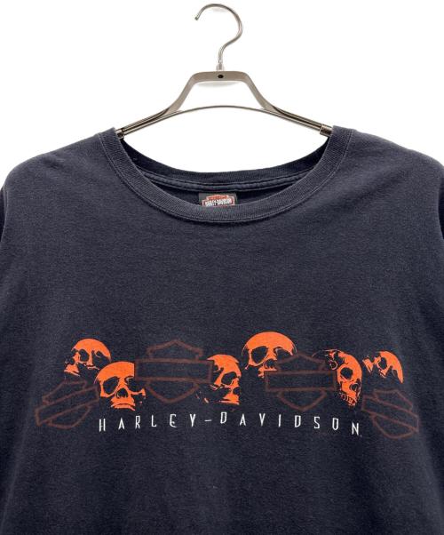 HARLEY-DAVIDSON（ハーレーダビッドソン）HARLEY-DAVIDSON (ハーレーダビッドソン) ロングスリーブカットソー ブラック×オレンジ サイズ:3XLの古着・服飾アイテム