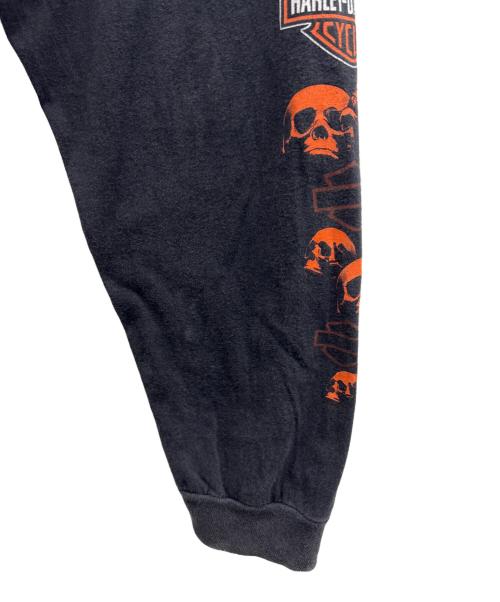 HARLEY-DAVIDSON（ハーレーダビッドソン）HARLEY-DAVIDSON (ハーレーダビッドソン) ロングスリーブカットソー ブラック×オレンジ サイズ:3XLの古着・服飾アイテム