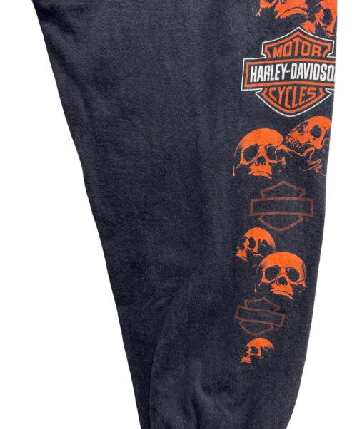 HARLEY-DAVIDSON（ハーレーダビッドソン）HARLEY-DAVIDSON (ハーレーダビッドソン) ロングスリーブカットソー ブラック×オレンジ サイズ:3XLの古着・服飾アイテム
