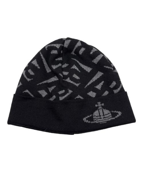 Vivienne Westwood（ヴィヴィアンウエストウッド）Vivienne Westwood (ヴィヴィアンウエストウッド) ニット帽 ブラック×グレーの古着・服飾アイテム