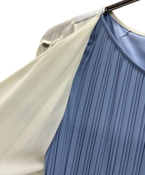 JENNE（ジェンヌ）JENNE (ジェンヌ) 2wayケープレイヤードワンピース ホワイト×ブルー サイズ:Lの古着・服飾アイテム