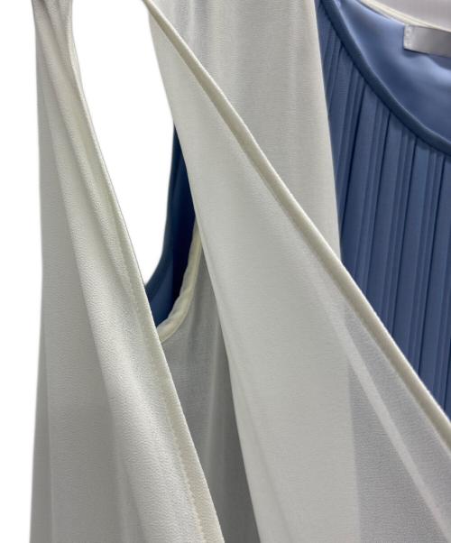 JENNE（ジェンヌ）JENNE (ジェンヌ) 2wayケープレイヤードワンピース ホワイト×ブルー サイズ:Lの古着・服飾アイテム