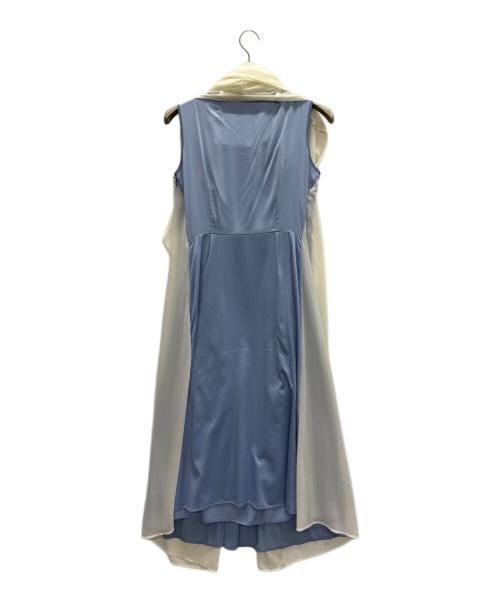 JENNE（ジェンヌ）JENNE (ジェンヌ) 2wayケープレイヤードワンピース ホワイト×ブルー サイズ:Lの古着・服飾アイテム