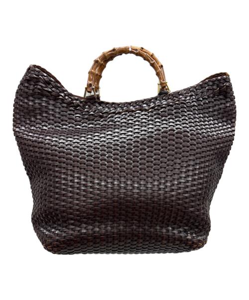 GUCCI（グッチ）GUCCI (グッチ) バンブー編み込みバッグ ブラウンの古着・服飾アイテム