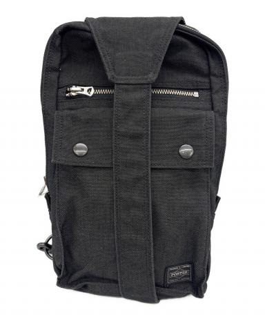 PORTER スリングショルダーバッグ　黒 中古・古着通販】PORTER (ポーター) スリングショルダーバッグ