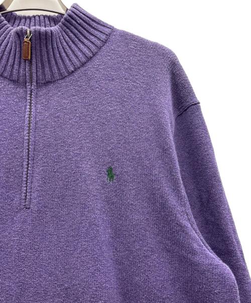 POLO RALPH LAUREN（ポロ・ラルフローレン）POLO RALPH LAUREN (ポロ・ラルフローレン) ハーフジップニット パープル サイズ:XXLの古着・服飾アイテム