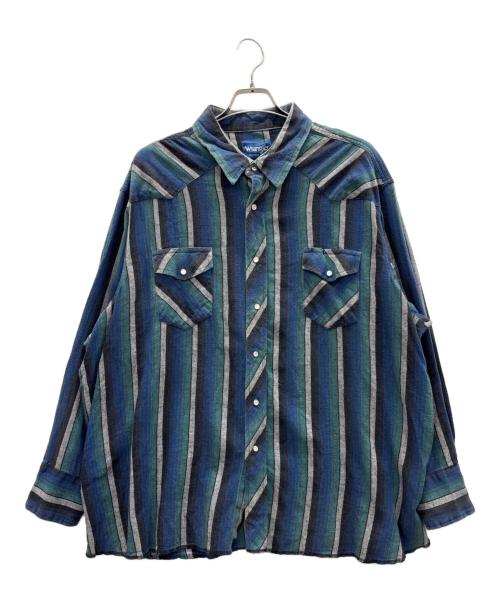 Wrangler（ラングラー）Wrangler (ラングラー) ウエスタンシャツ ブルー×ブラック サイズ:4Xの古着・服飾アイテム