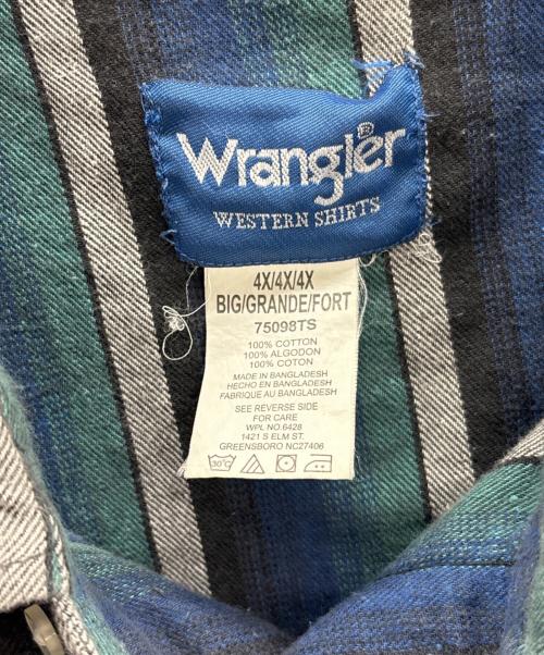Wrangler（ラングラー）Wrangler (ラングラー) ウエスタンシャツ ブルー×ブラック サイズ:4Xの古着・服飾アイテム