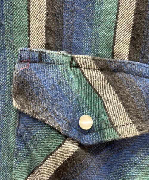 Wrangler（ラングラー）Wrangler (ラングラー) ウエスタンシャツ ブルー×ブラック サイズ:4Xの古着・服飾アイテム