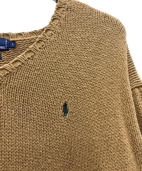 POLO RALPH LAUREN（ポロ・ラルフローレン）POLO RALPH LAUREN (ポロ・ラルフローレン) Vネックニット ブラウン サイズ:Lの古着・服飾アイテム