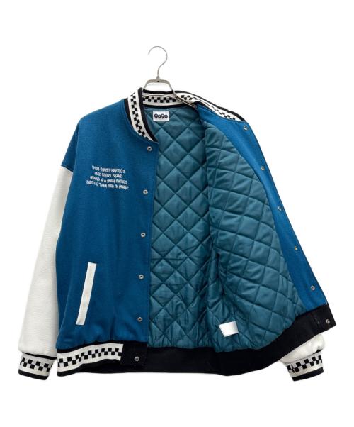 9090（9090）9090 (9090) ウール混スタジャン ブルー×ホワイト サイズ:XLの古着・服飾アイテム