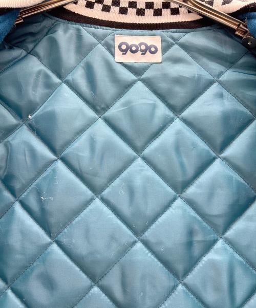 9090（9090）9090 (9090) ウール混スタジャン ブルー×ホワイト サイズ:XLの古着・服飾アイテム