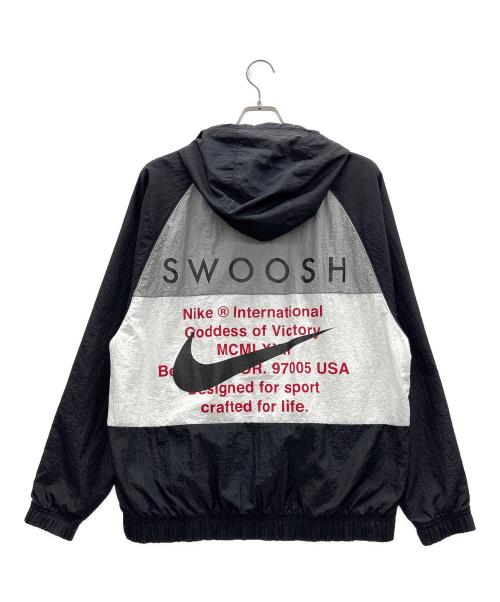 NIKE（ナイキ）NIKE (ナイキ) スウッシュ ウーブン フード付きジャケッ ホワイト×ブラック サイズ:Lの古着・服飾アイテム