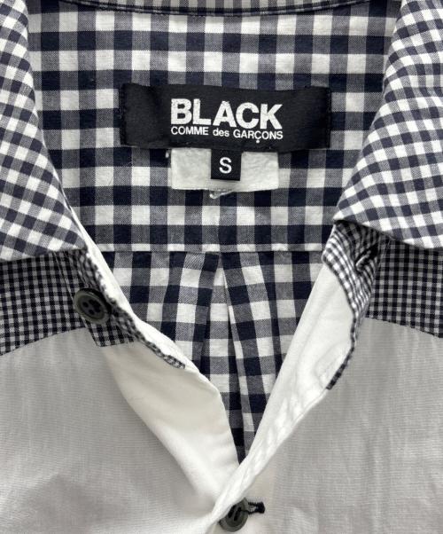 BLACK COMME des GARCONS（ブラックコムデギャルソン）BLACK COMME des GARCONS (ブラックコムデギャルソン) 丸襟ラウンドカラーシャツ ブラック×ホワイト サイズ:Sの古着・服飾アイテム