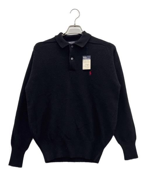 POLO BY RALPH LAUREN（ポロ バイ ラルフローレン）POLO BY RALPH LAUREN (ポロ バイ ラルフローレン) ウールニットポロシャツ ブラック サイズ:Mの古着・服飾アイテム