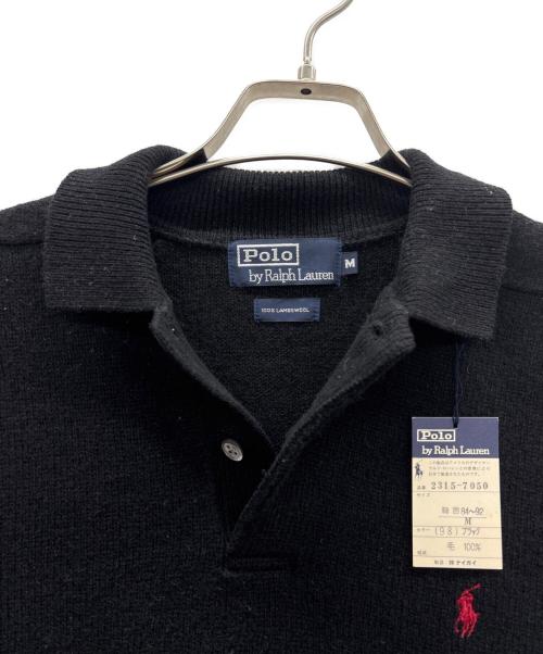 POLO BY RALPH LAUREN（ポロ バイ ラルフローレン）POLO BY RALPH LAUREN (ポロ バイ ラルフローレン) ウールニットポロシャツ ブラック サイズ:Mの古着・服飾アイテム