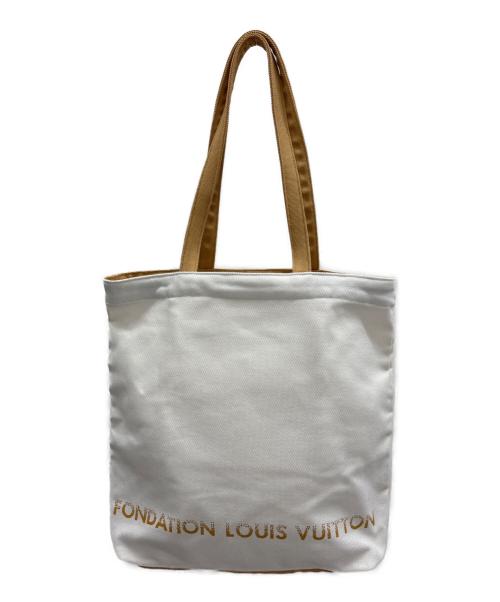 FONDATION LOUIS VUITTON（フォンダシオンルイヴィトン）FONDATION LOUIS VUITTON (フォンダシオンルイヴィトン) トートバッグ ホワイト×ブラウンの古着・服飾アイテム