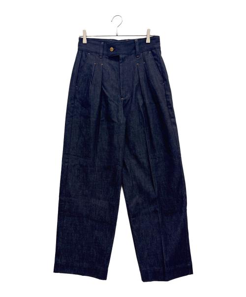 BONBON（ボンボン）BONBON (ボンボン) ワイドタックデニムパンツ ネイビー サイズ:Lの古着・服飾アイテム
