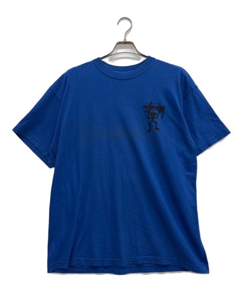 stussy（ステューシー）stussy (ステューシー) シャドーマンプリントTシャツ ブルー サイズ:XLの古着・服飾アイテム
