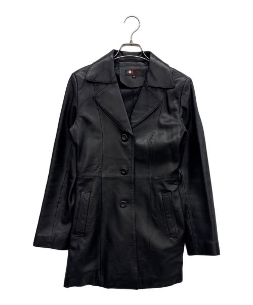ITALY MODE（-）ITALY MODE (-) レザーコート ブラック サイズ:55の古着・服飾アイテム