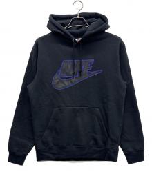 SUPREME×NIKE（シュプリーム×ナイキ）の古着「Leather Applique Hooded Sweatshirt」｜ブラック