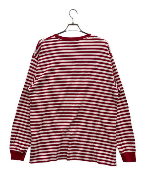 A BATHING APE（アベイシングエイプ）A BATHING APE (アベイシングエイプ) ロングスリーブカットソー レッド×ホワイト サイズ:3XLの古着・服飾アイテム