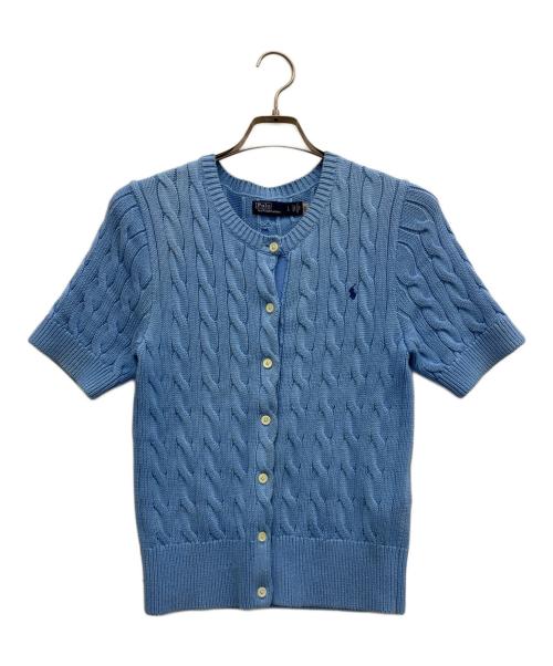 POLO RALPH LAUREN（ポロ・ラルフローレン）POLO RALPH LAUREN (ポロ・ラルフローレン) ケーブルニットショートスリーブカーディガン スカイブルー サイズ:Lの古着・服飾アイテム