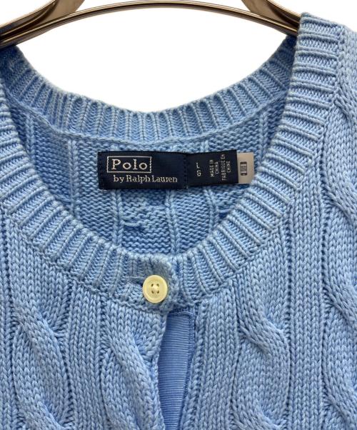 POLO RALPH LAUREN（ポロ・ラルフローレン）POLO RALPH LAUREN (ポロ・ラルフローレン) ケーブルニットショートスリーブカーディガン スカイブルー サイズ:Lの古着・服飾アイテム