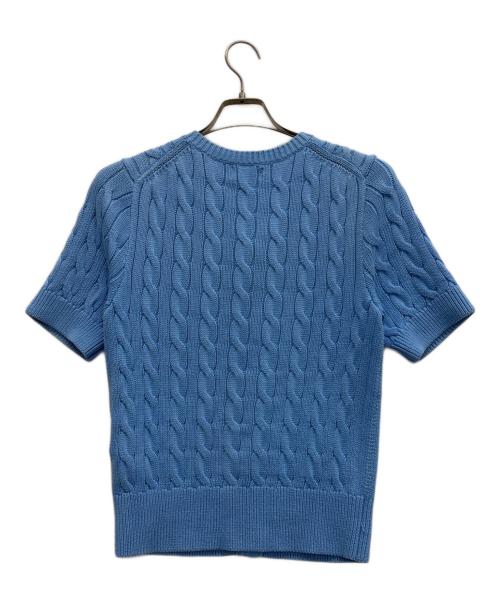 POLO RALPH LAUREN（ポロ・ラルフローレン）POLO RALPH LAUREN (ポロ・ラルフローレン) ケーブルニットショートスリーブカーディガン スカイブルー サイズ:Lの古着・服飾アイテム