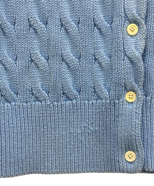 POLO RALPH LAUREN（ポロ・ラルフローレン）POLO RALPH LAUREN (ポロ・ラルフローレン) ケーブルニットショートスリーブカーディガン スカイブルー サイズ:Lの古着・服飾アイテム