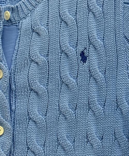 POLO RALPH LAUREN（ポロ・ラルフローレン）POLO RALPH LAUREN (ポロ・ラルフローレン) ケーブルニットショートスリーブカーディガン スカイブルー サイズ:Lの古着・服飾アイテム